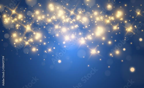 Bright beautiful sparks on a transparent background.