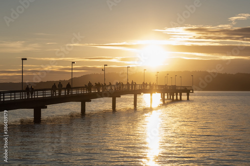Fishermen on Pier During Beautiful Sunset