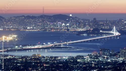 Fotografie, Tablou Panoramic Views of San Francisco and Berkeley via Grizzly Peak in Berkeley Hills