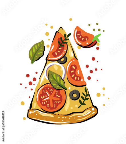 pizza with tomatoes and cheese on white plate