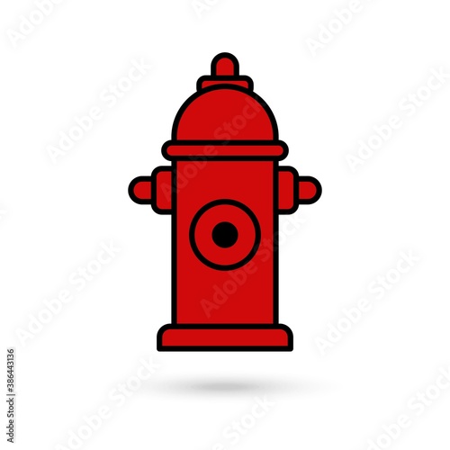 Red Fire hydrant icon. Fire hydrant simple silhouette. Web site page and mobile app design vector element.