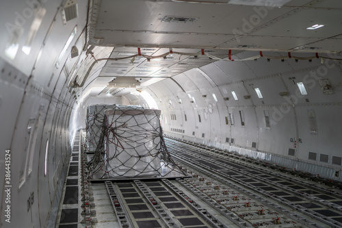 air freight inside cargo aircraft photo