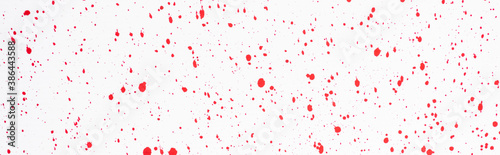 top view of abstract red paint stains on white background  panoramic shot