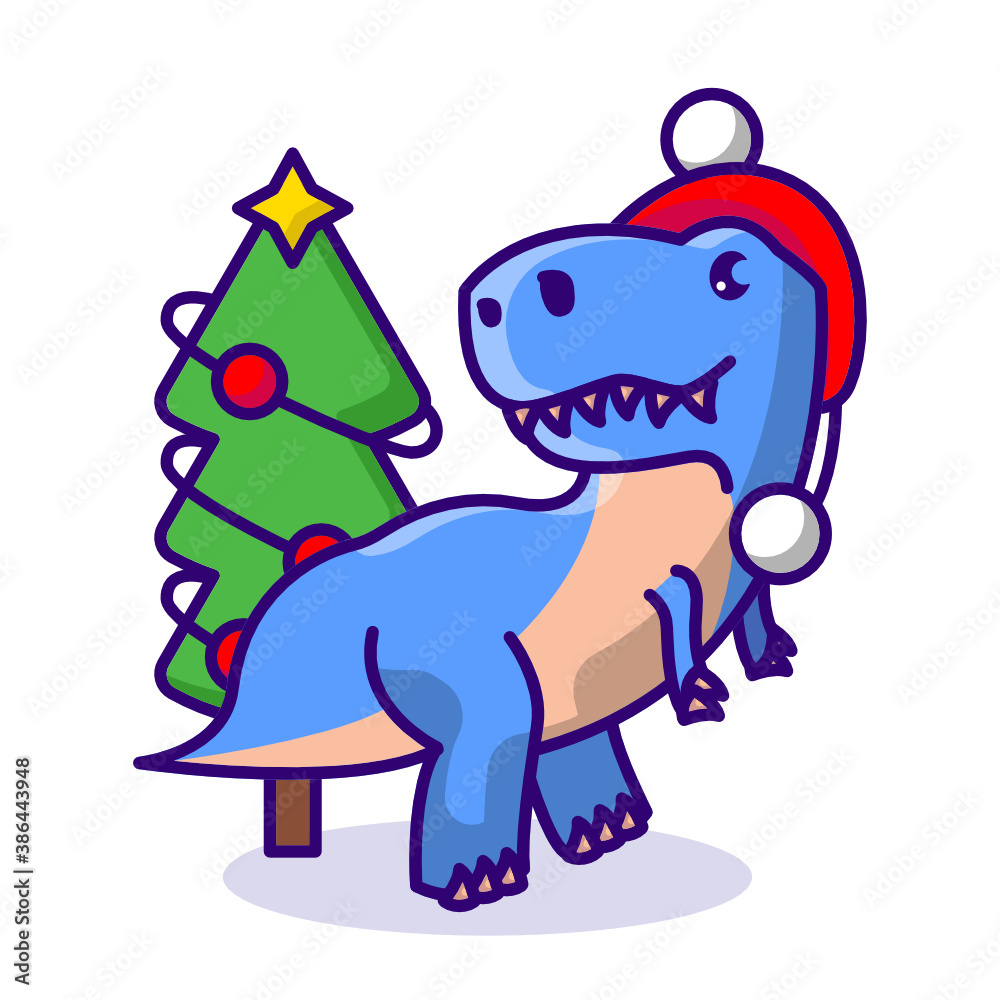 Christmas dino cute mascot character design Christmas dino cute mascot character design