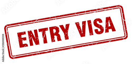 entry visa stamp. square grunge sign on white background