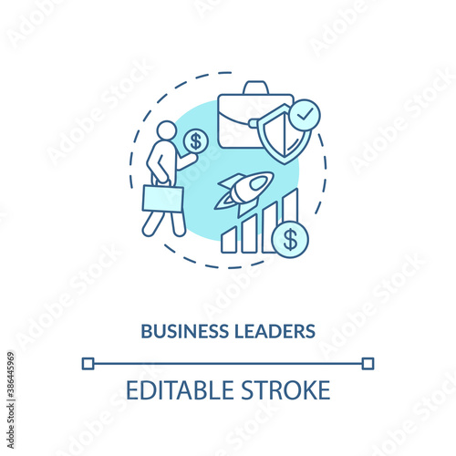 Business leaders concept icon. Influencers type idea thin line illustration. Motivator. Knowledge  attitude and strategy sharing. Vector isolated outline RGB color drawing. Editable stroke