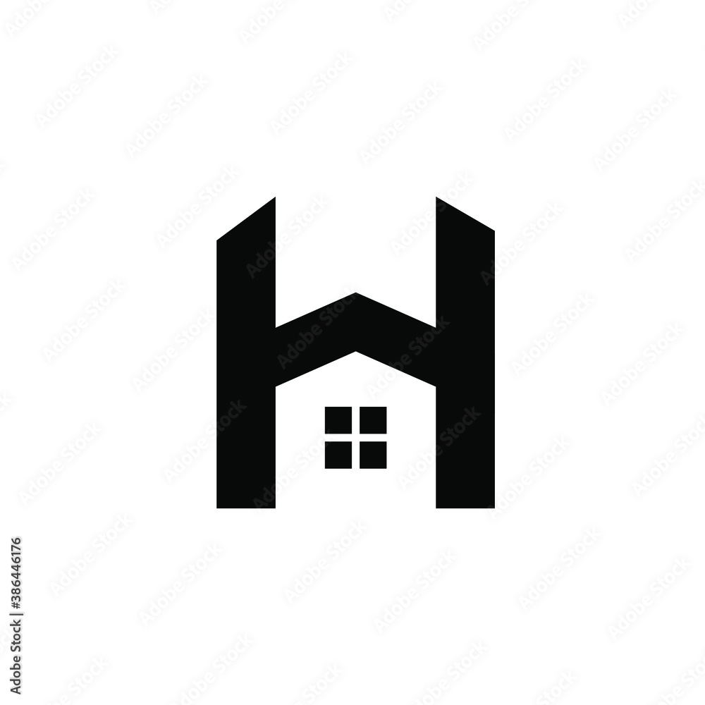 home house initial letter h black bold logo vector icon illustration design isolated white background
