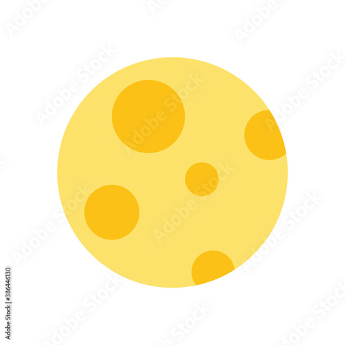 cartoon full moon icon, flat style