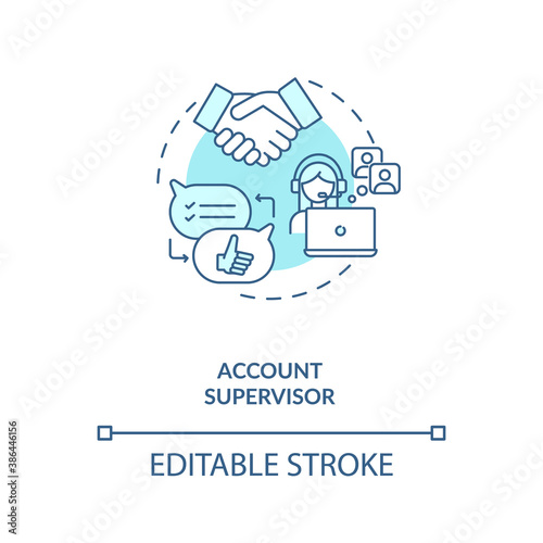 Account supervisor concept icon. Account management idea thin line illustration. Industry trends analysis. Campaign management. Vector isolated outline RGB color drawing. Editable stroke