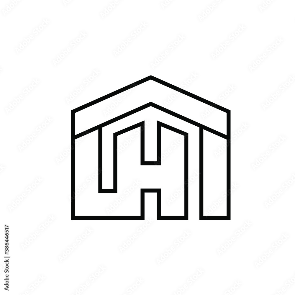 home house initial letter h line outline logo vector icon illustration design isolated white background home house initial letter h line outline logo vector icon illustration design isolated white background