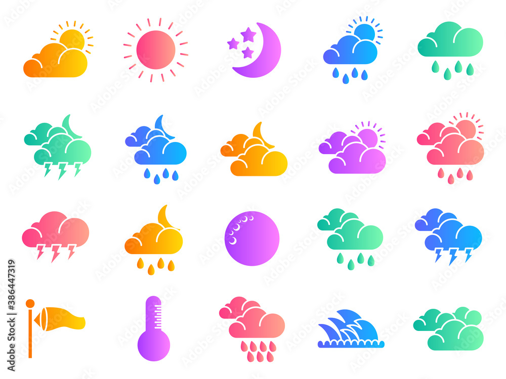 Gradient Weather Premium Icon Set Vector