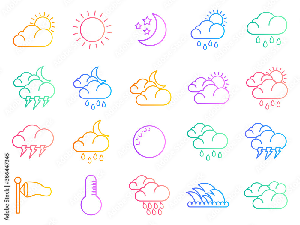 Obraz premium Linear Color Weather Premium Icon Set Vector