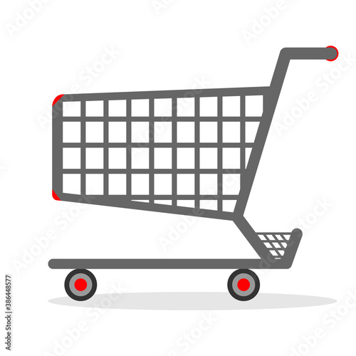 Vector illustration,empty shopping trolley cart isolated on white background,icon flat style design.Graphic elemennt for Web and App.