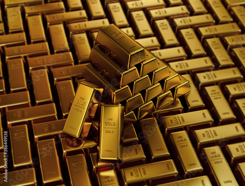 3d render of a gold bars.