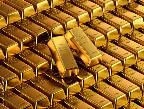 3d render of a gold bars.