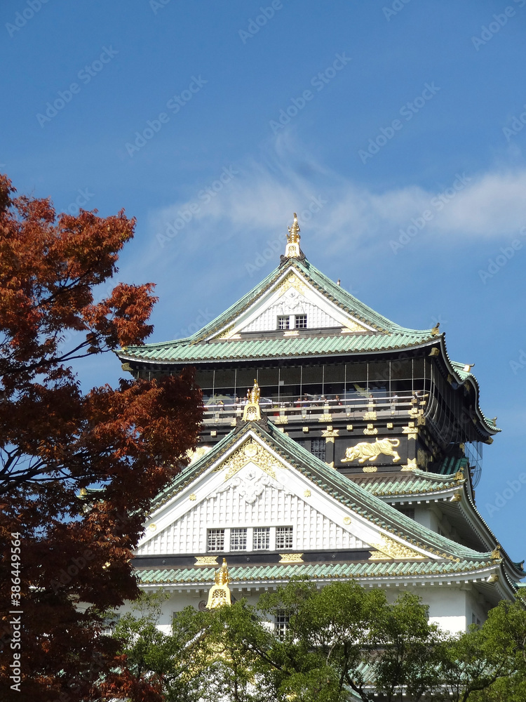 大阪城天守閣と紅葉 大阪城天守閣と紅葉