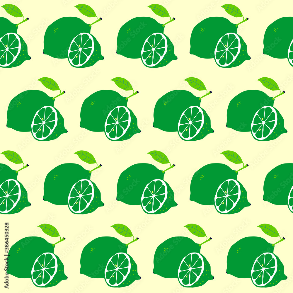 Pattern green lime with half isolated