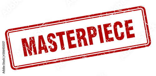 masterpiece stamp. square grunge sign on white background