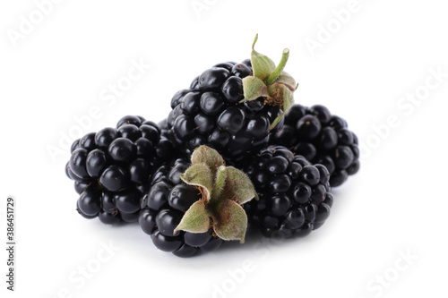 Delicious fresh ripe blackberries isolated on white