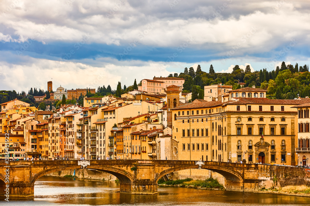 Fototapeta premium Florence , Italy - August 5 , 2020 : Florence Cityscape skyline with Arno river landmark of Tuscany Italy