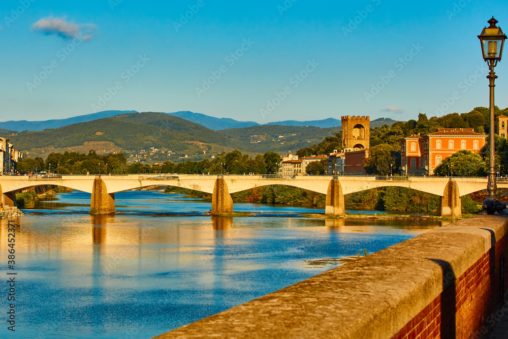 Florence Cityscape skyline with Arno river landmark of Tuscany Italy