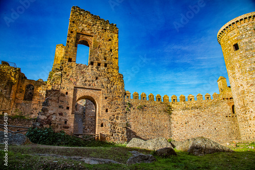 Castle architecture interior with ruined parts