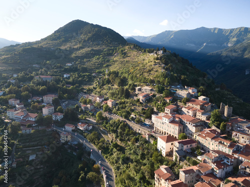 An aerial view of the town of Triora in Liguria, Italy photo