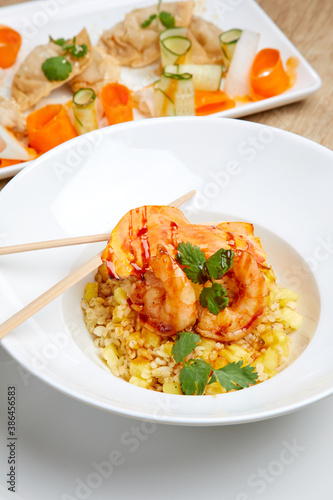 asian food - rice with shrimps