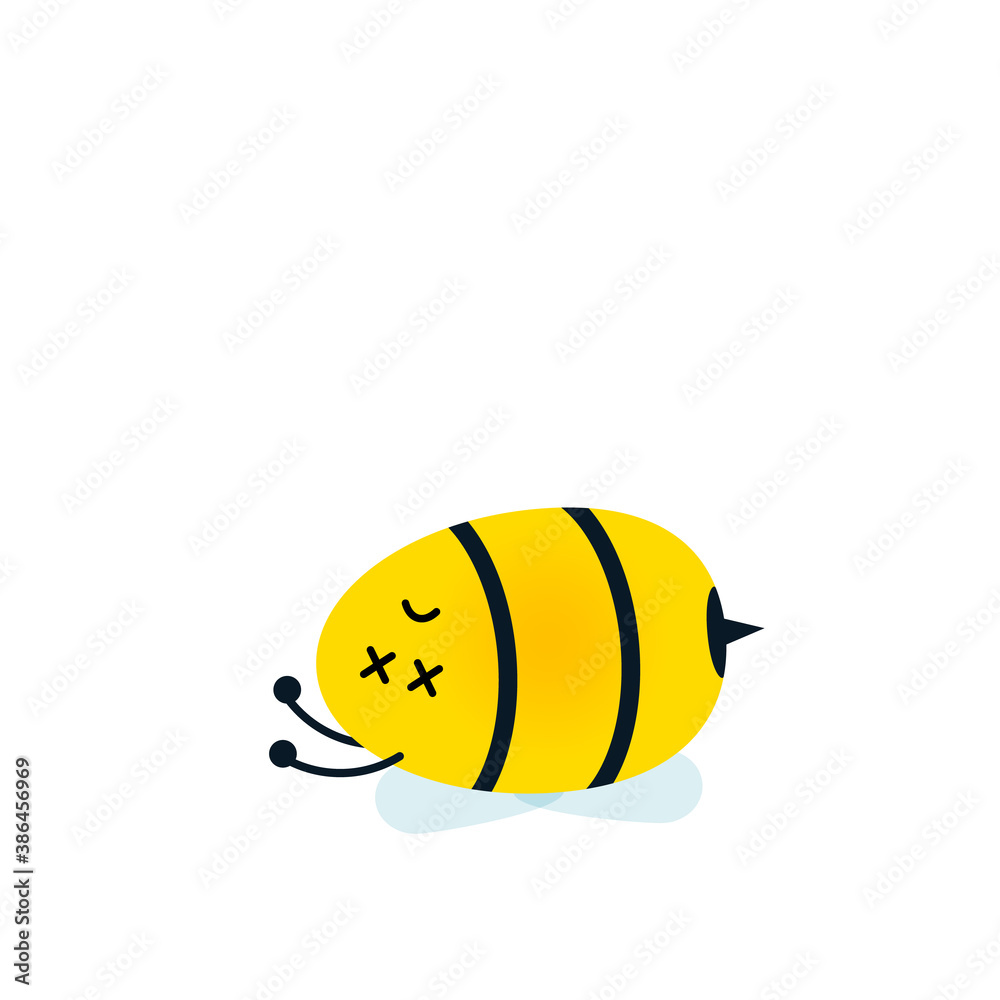 Dead bee cartoon character icon. Clipart image isolated on white ...