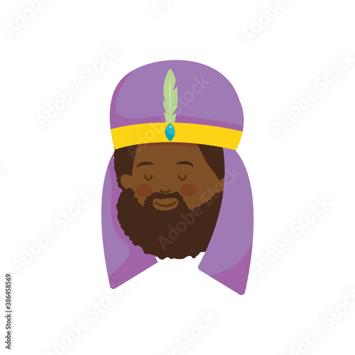 cartoon balthazar magi wise icon, flat style