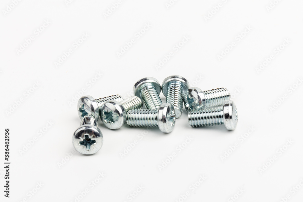 metal steel bolts isolated on white background metal steel bolts isolated on white background