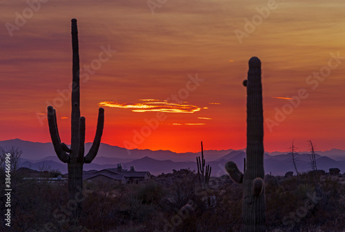 Vibrant & Fiery Orange Desert Sunset Skies Near Phoenix, AZ