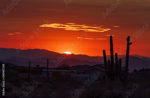 Vibrant Orange Desert Sunset Skies Near Phoenix, AZ © Ray Redstone