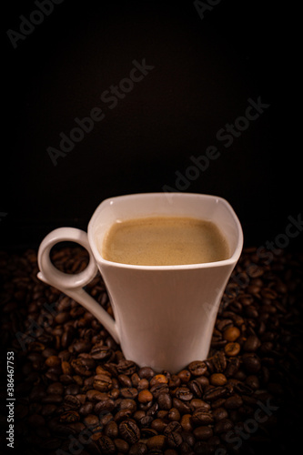 Cup of Coffee on Black Background