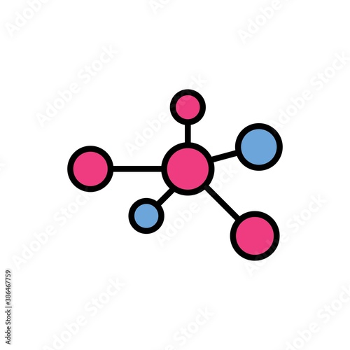 Molecule Flat Icon Color Style Design Vector Template Illustration