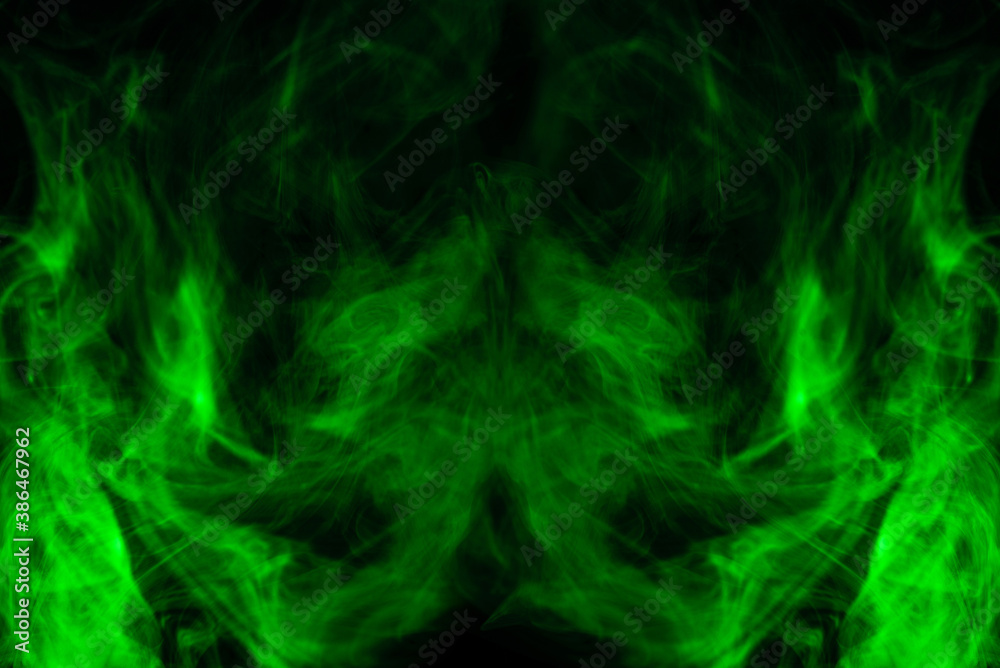Green steam on a black background.