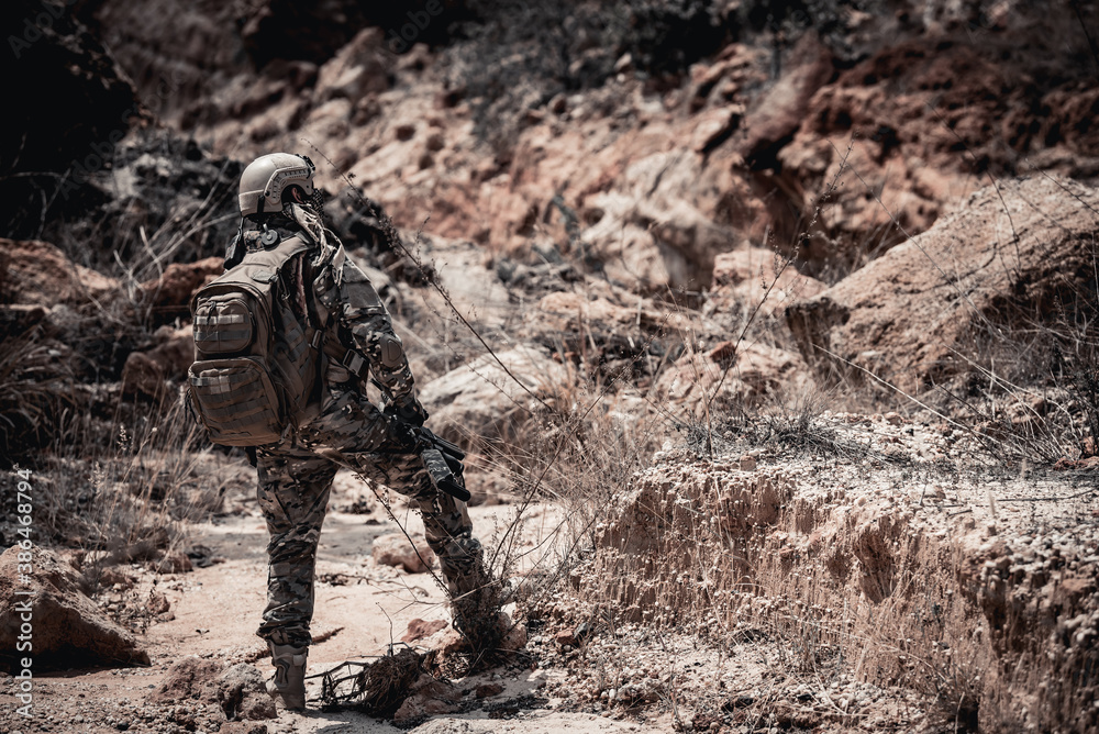 Soldiers of special forces on wars at the desert,Thailand people,Army soldier Soldiers of special forces on wars at the desert,Thailand people,Army soldier