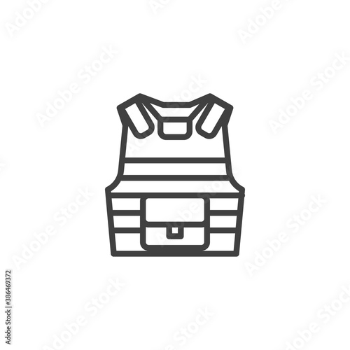 Armor vest line icon. linear style sign for mobile concept and web design. Bulletproof vest outline vector icon. Symbol, logo illustration. Vector graphics
