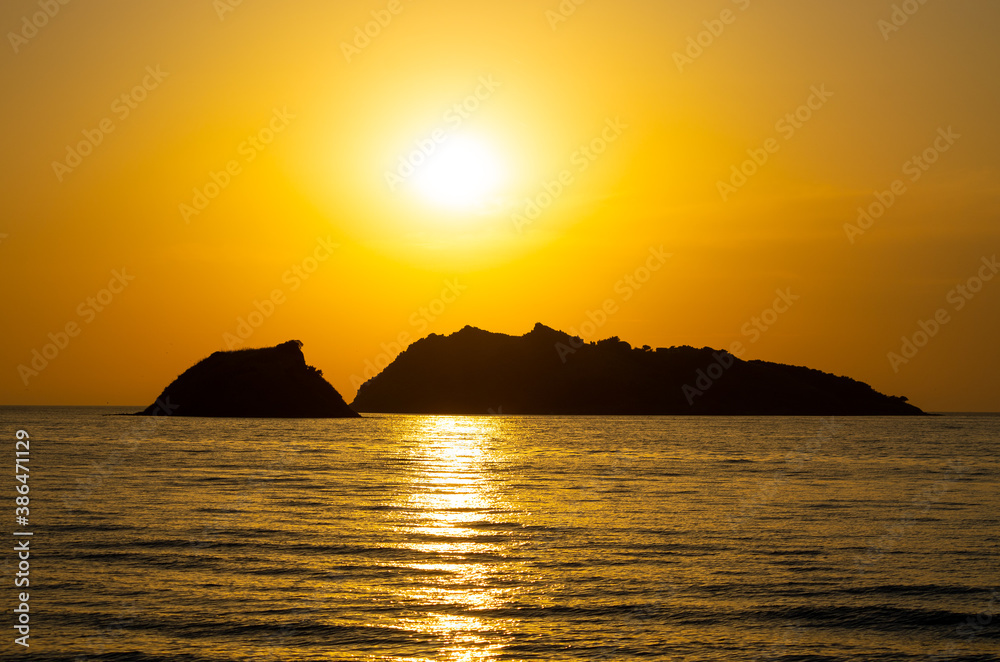 Beautiful sunset on one of greek islands