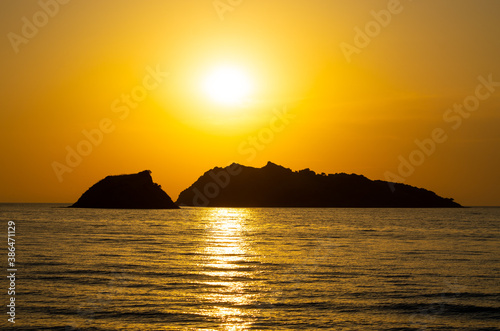 Beautiful sunset on one of greek islands