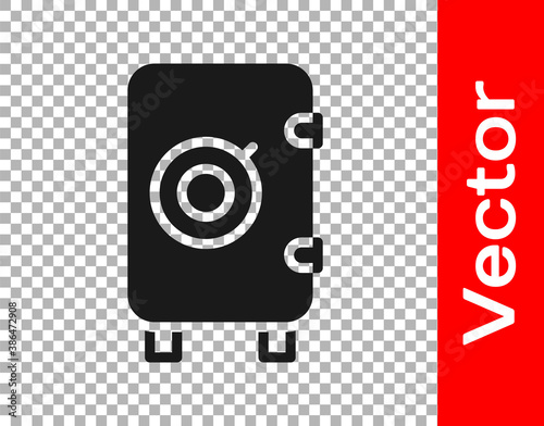 Black Safe icon isolated on transparent background. The door safe a bank vault with a combination lock. Reliable Data Protection. Vector.