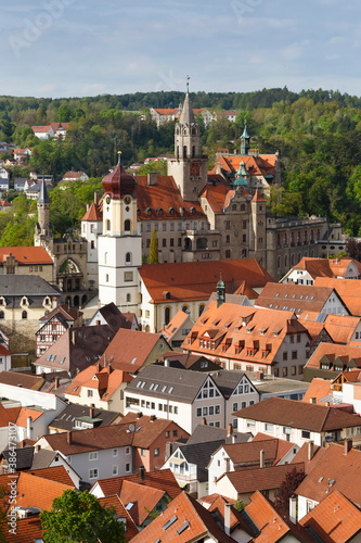 Ausblick auf das Hohenzollernschloss und auf die St. Johannkirche der Stadt Sigmaringen