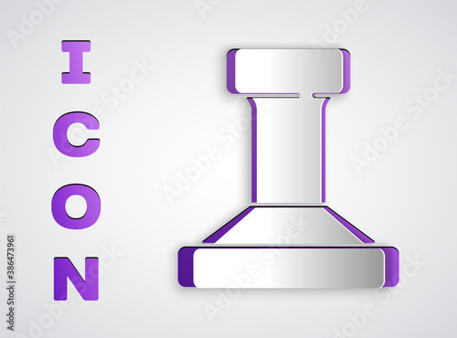 Paper cut Stamp icon isolated on grey background. Paper art style. Vector.