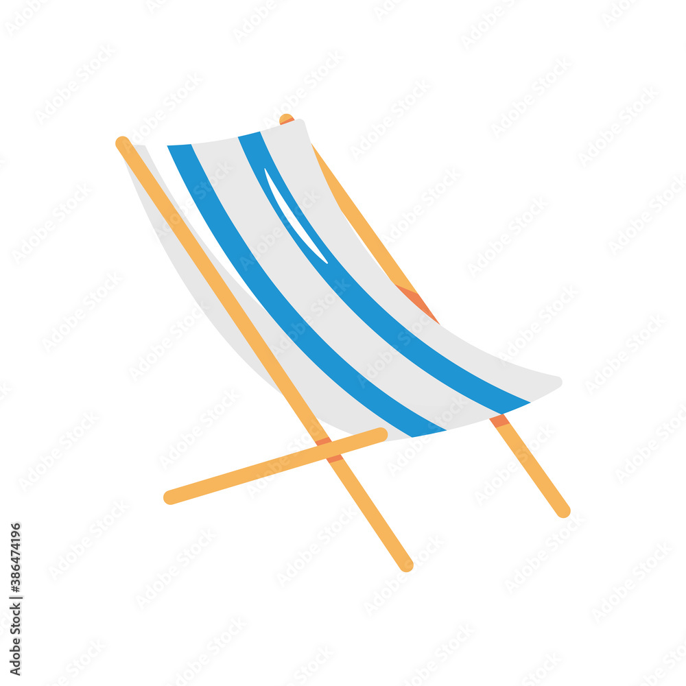 striped beach chair icon, flat style