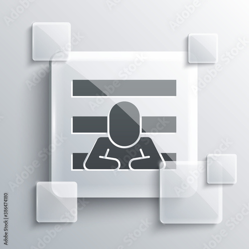 Grey Prisoner icon isolated on grey background. Square glass panels. Vector.