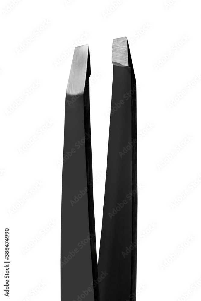 Professional tweezers close-up isolated on white. Body care. Beauty, fashion concept. Professional tweezers close-up isolated on white. Body care. Beauty, fashion concept.