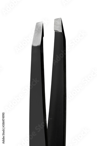 Professional tweezers close-up isolated on white. Body care. Beauty, fashion concept.