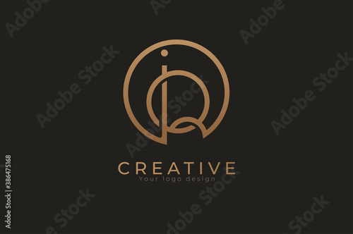 Abstract initial letter I and Q logo, usable for branding and business logos, Flat Logo Design Template, vector illustration