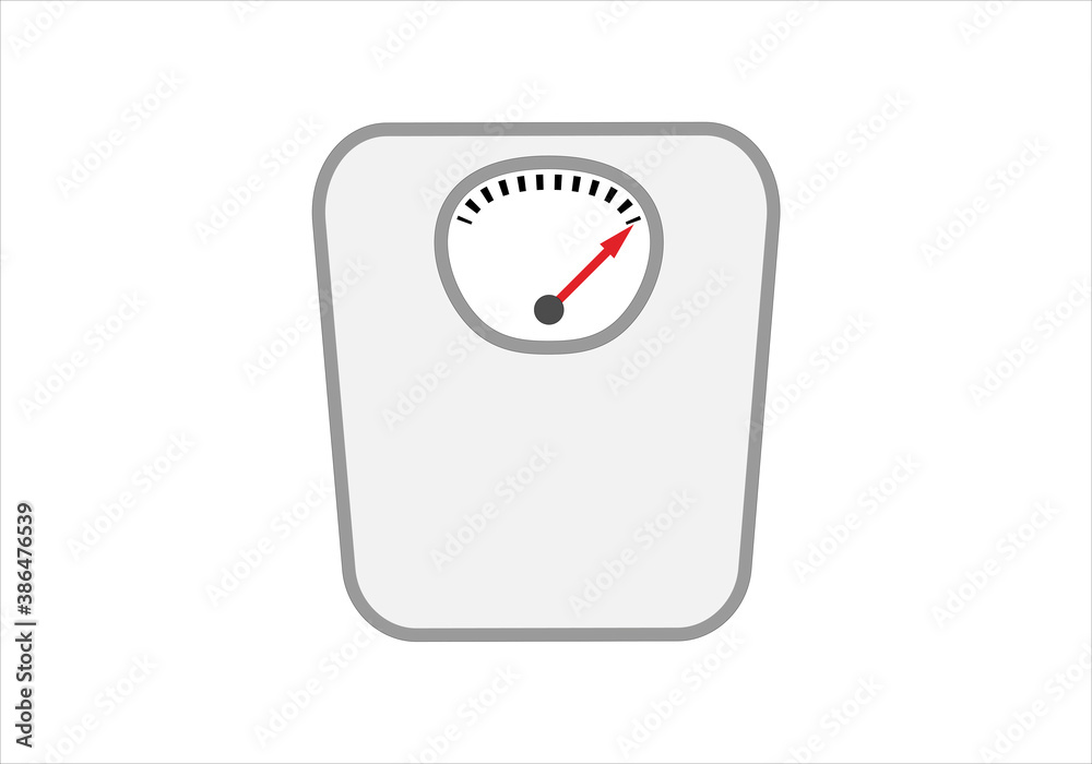 Peso indicando sobrepeso en fondo blanco. Peso indicando sobrepeso en fondo blanco.