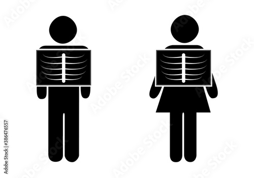 Icono negro de personas con radiografía.